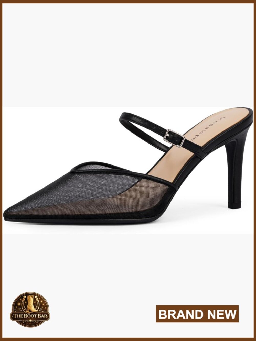 Pointed Toe Stiletto Heels with Ankle Strap, Adjustable Buckle, 9cm Heel
